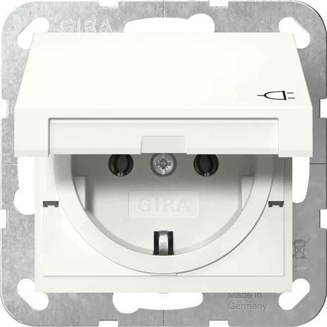 Inbouwstopcontact met randaarde en klapdeksel IP20 - HBS34 - Hbs00034 - HBS00034