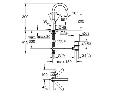 Grohe wastafelmengkraan met waste - HBS44 - Hbs00044 2 - HBS00044