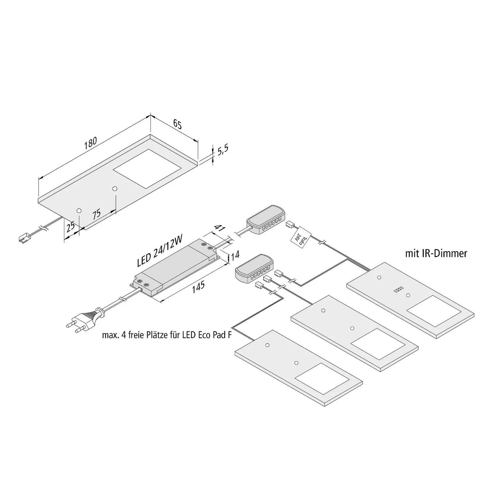 Under-cabinet lighting 3000K aluminum Set of 3 with touch control Dimmable - HBS137 - Hbs00137 1 - HBS00137